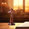 Statua di Croce in Legno con Base, Regalo Religioso, Ornamento Da Tavolo per