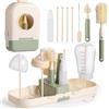 Diboniur 7 in 1 Set di Scovolino Biberon con Scovolino per Bottiglie, Spazzola per Capezzoli, Spazzola per Cannucce, Scola Biberon, Flacone Dispenser per Detersivo e Scatola di Immagazzinaggio