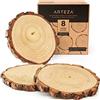 ARTEZA Fette di legno naturale, 8 pezzi, diametro 20-23 cm, spessore 2 cm, dischi rotondi in legno per artigianato, centrotavola e dipinti, cerchi levigati e lucidati