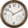 SMILEMARY 16 Inch Large Outdoor Wall Clock,Waterproof Vintage Non-Ticking Clock with Thermometer and Hygrometer Combo,Battery Operated Clock Wall Decorative- Bronze