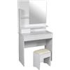 G Toelette CONSOLLE ROBUSTA TRUCCO MODERNA TAVOLO SPECCHIO SGABELLO 155*80*40cm