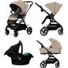 Kinderkraft Yoxi - Passeggino Trio 0-22 Kg Carrozzina Seggiolino Auto Sand Beige