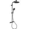 Differnz Thermoline - Doccia a pioggia rotonda - Soffione doccia 25 x 25 cm - Set Doccia 150 cm - Doccia a mano con tubo flessibile - Doccia a scarica 115 cm - Nero opaco