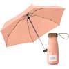Le Monde du Parapluie Mini ombrello pieghevole a 5 persiane, protezione UV UPF 50+, protezione UV UV, leggero e compatto, formato viaggio, tasca, borsa antivento e manico in legno con rivestimento in