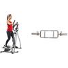 Sunny Health & Fitness Legacy Stepping Elliptical Machine, Ultra- Quiet Magnetic Belt Drive + 86 cm Olympic Triceps Bar with Ring Collars, Olympic Weight for Weightlifting and Bodybuilding