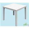 TAVOLO TAVOLINO QUADRATO RESINA RESINA EFFETTO DOGATO BIANCO 80X80 GIARDINO