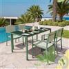 SET TAVOLO RETTANGOLARE 150x80x74 CM + 4 SEDIE ACCIAIO VERDE VETRO ESTERNO