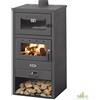Blist STUFA A LEGNA CON FORNO 51X48X106h CM ACCIAIO GHISA 12kw 140 MC ANTRACITE