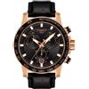 Tissot Orologio da uomo Tissot Supersport Chrono quadrante nero in pelle nera...