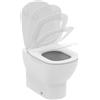 Ideal Standard - Tesi, WC a terra filo parete universale Aquablade, Copriwater sottile con chiusura rallentata, Bianco seta