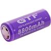 26650 pila ricaricabile ricambio torcia testa piatta 8800mah 3,7V