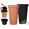 5 PZ VASO PIANTE INTERNO ESTERNO ALTO FINITURA PIETRA COL. NERO TONDO 30XH50 CM