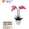 Capaldo Pianta ORCHIDEA Artificiale Con Vaso Bianco Alta 60cm 5 Rami 60 Fiori Finta