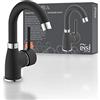 EISL NI075FUTBCR Futura - Rubinetto da bagno con funzione di risparmio energetico, girevole a 360°, miscelatore monocomando nero opaco/cromato