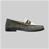 Mocassini Uomo Camoscio Verde Pelle Bianco Fondo Cuoio Made in Italy Loafers