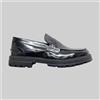 Mocassini College Scarpe Uomo Pelle Lucida Fondo Rialzato Nero Made in Italy