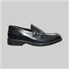 Mocassini Uomo Scarpe Penny Loafers College Pelle Lucida Nero Made in Italy