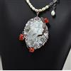 COLLANA IN PERLE E CIONDOLO IN ARGENTO 925 CON CAMMEO E CORALLO ROSSO AGDV 0121