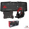 TECHMADE KIT TASTIERA E MOUSE CON TAPPETINO E CUFFIE GAMING TECHMADE DA GIOCO USB 4 IN 1