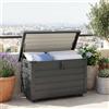 VivaGarden Cassapanca contenitore Baule da esterno in Acciaio 120x62x66 cm Grigio VivaGarde