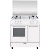 Glem Gas Cucina a Gas 5 Fuochi Glem Forno gas Grill LxP 80x50cm Bianco AR854GX Alpha