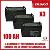 1-3 BATTERIE KIT FOTOVOLTAICO ACCUMULO BATTERIA 100 AH IMPIANTO PANNELLI SOLARI