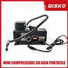 MINI COMPRESSORE AD ARIA PORTATILE CASA VIAGGI AUTO HOBBIES AC/DC 12V/220W/250PS