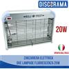 ZANZARIERA ELETTRICA DUE LAMPADE FLUORESCENZA ZANZARE INSETTI MOSCHE 20W MT-020