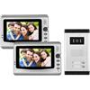 KIT VIDEO CITOFONO BIFAMILIARE REGISTRA TELECAMERA IR 2 MONITOR 7" LCD COLORI