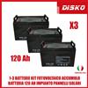 1-3 BATTERIE KIT FOTOVOLTAICO ACCUMULO BATTERIA 120 AH IMPIANTO PANNELLI SOLARI