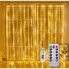 TENDA LUCI LED 3x3M 300 LED NATALE TENDA LUMINOSA IMPERMEABILE LUCE GIALLA CALDA
