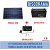 KIT FOTOVOLTAICO ISOLA CONTROLLER 30 A PANNELLO SOLARE 100W BATTERIA 100AH