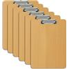 Relaxdays Portablocco A4 con Pinza Portadocumenti, Set 6 Cartellette Ferma Appunti, HLP: 31,5x22,5x0,5cm, MDF, Marrone