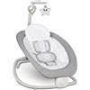 Lionelo Pascal Sdraietta neonati 0-9 kg Dondolo per bambini portatile e pieghevole, Culla 12 Melodie Giocattoli Regolazione dello schienale Vibrazioni Cinture a 5punti Materiale sfoderabile (Grigio)
