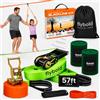 flybold Slackline - Kit completo di protezioni per alberi con cricchetto, 17,4 m, facile da montare, con libretto di istruzioni e borsa per il trasporto, set completo per divertimento all'aperto, per