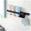 VINATO Porta Asciugamani Bagno Adesivo 43cm con 2 Metodi di Installazione - Appendi Asciugamani Bagno per Molte Superfici, Porta Asciugamani da Parete in Acciaio Inox, Nero