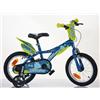 DINO BIKES BICI BICICLETTA MTB BLU GIALLO DINOSAURI 14" PER BAMBINO BAMBINA