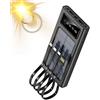 POWER BANK CARICABATTERIA PORTATILE 10000MAH PANNELLO SOLARE CAVI INTEGRATI USB