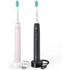 PHILIPS PED PHILIPS HX3675/15 KIT SPAZZOLINO ELETTRICO SONIC SERIE 3100 NERO ROSA CONF 2 Pz.