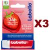 Labello 3 PZ LABELLO STRAWBERRY SHINE BURROCACAO STICK LABBRA IDRATANTE FRAGOLA 4,8ml