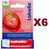 Labello 6 PZ LABELLO STRAWBERRY SHINE BURROCACAO STICK LABBRA IDRATANTE FRAGOLA 4,8ml