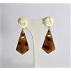 ORECCHINI ORO GIALLO 18 KT ROSE DI OSSO E PENDOLI ROMBI OGHT 0786