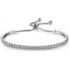 DONNA TENNIS BRACCIALE STRASS RAGAZZA REGOLABILE NOZZE ARGENTATO MODA ts