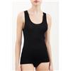 RAGNO 074022 Canottiera Spalla Larga Donna Lana e Seta BIANCO-NERO