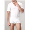 Perofil OFFERTA 3 PEZZI COLLO A V T-shirt M/M Scollo V PEROFIL 100% Filo Scozia BIANCO