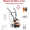 Motozappa 52cc raggio 30cm motocoltivatore a scoppio 2 tempi