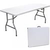 Negozio Matto Tavolo Pieghevole Richiudibile a Valigetta in Resina 181x74x74 cm Metallo Bianco