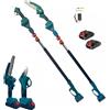 Kit Per Potatura Mini Motosega 6" + Forbice Cesoia 2 Batterie E Asta Telescopica