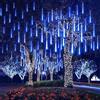 LUCI DI NATALE DA ESTERNO BLU LED EFFETTO PIOGGIA STELLA CADENTE METEORITI TUBO