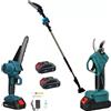 MINI KIT POTATURA MINI MOTOSEGA 6" + FORBICE CESOIA A BATTERIA CON ASTA TELESCOPICA
